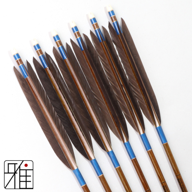 弓道 イーストン カーボン矢 黒手羽 8023|6本組|矧糸:青系|808227