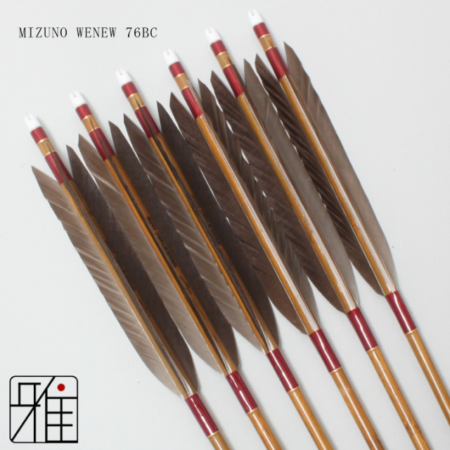 弓道 矢 ミズノ カーボン矢 黒手羽 WENEW 76BC｜6本組｜翠山弓具店  