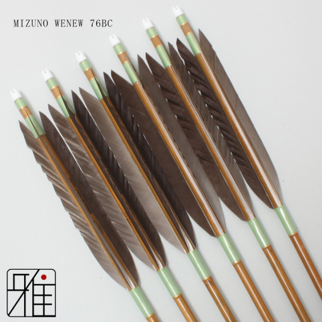 弓道 矢 ミズノ カーボン矢 黒手羽 WENEW 76BC｜6本組｜翠山弓具店 