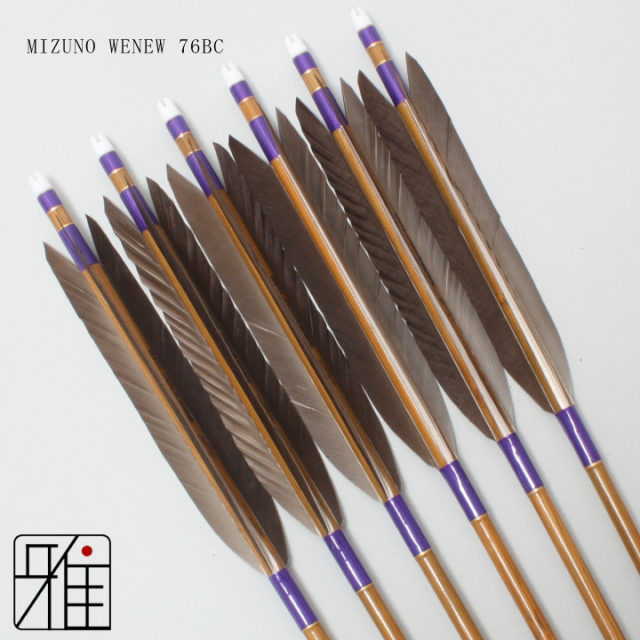 弓道 矢 ミズノ カーボン矢 黒手羽 WENEW 76BC｜6本組｜翠山弓具店 