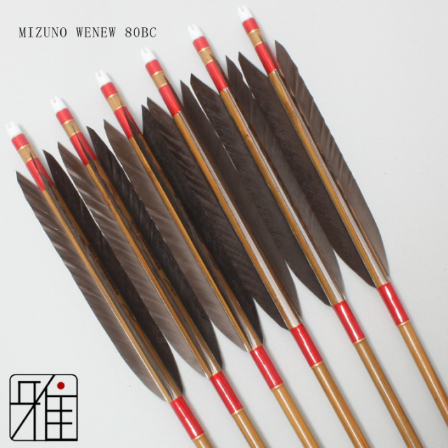 弓道 矢 ミズノ カーボン矢 黒手羽 WENEW 80BC｜6本組｜翠山弓具店 