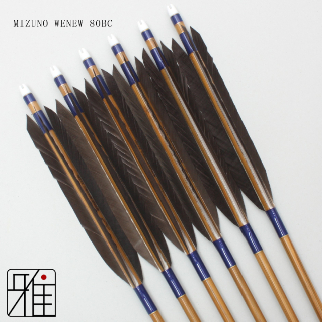 弓道 矢 ミズノ カーボン矢 黒尾羽 WENEW 80BC｜6本組｜翠山弓具