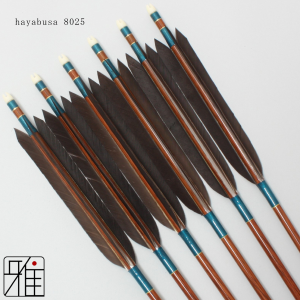 弓道 矢 ハヤブサ カーボン矢 黒手羽 8025｜6本組｜翠山弓具店