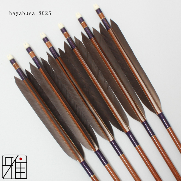 弓道 矢 ハヤブサ カーボン矢 黒手羽 8025｜6本組｜翠山弓具店 suizan 