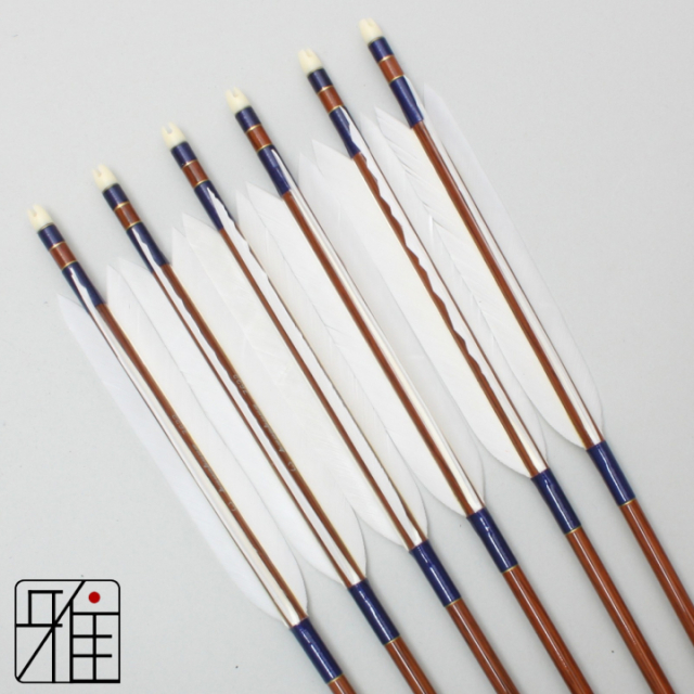 弓道 矢 ハヤブサ カーボン矢 ターキー白羽 7622|6本組|矧糸:青系|76176