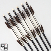 弓道 ジュラ矢 ターキー手描染羽 2015黒|6本組|矧糸:黒系|202030