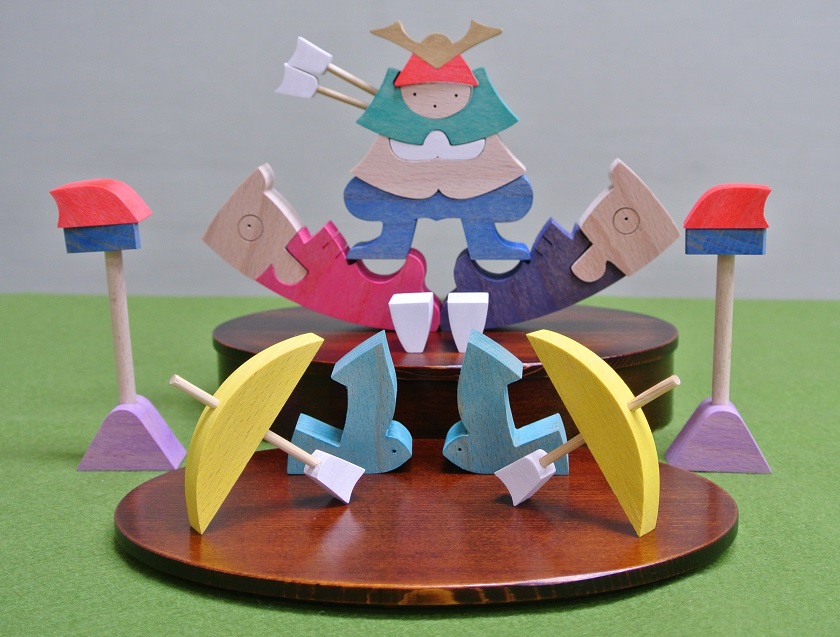 楕円鯉武者,組み木の五月人形,小黒三郎,遊プラン