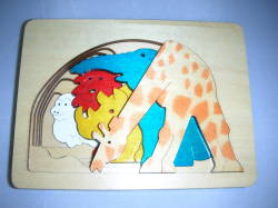 ピープパズル・きりん　～5種類の動物が1枚のパズルの中に～