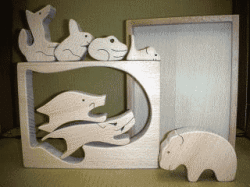 おはなし組木・てぶくろ　～「てぶくろ」の絵本から飛び出した組木です～