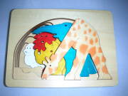 ピープパズル・きりん　～5種類の動物が1枚のパズルの中に～