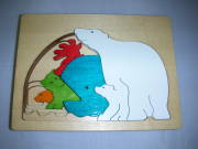 ピープパズル・しろくま　～5種類の動物が1枚のパズルの中に～