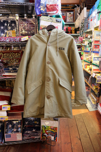 N-2デッキジャケット(カーキ)/USタイプ/フード付き/新品☆サイズ38