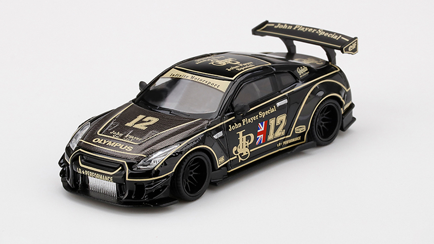 MINI GT 1/64 LB★WORKS Nissan GT-R R35 タイプ2 リアウイング バージョン 3 JPS(左ハンドル)