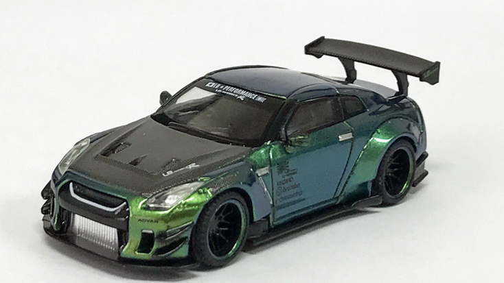 MINI GT 1/64 LB★WORKS Nissan GT-R R35 タイプ2 リアウイング バージョン 3 マジックグリーン Tarmac Works限定(右ハンドル)
