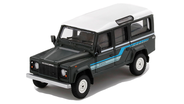 MINI GT 1/64 ランドローバー ディフェンダー 110 1985 カウンティステーションワゴン グレー(左ハンドル)
