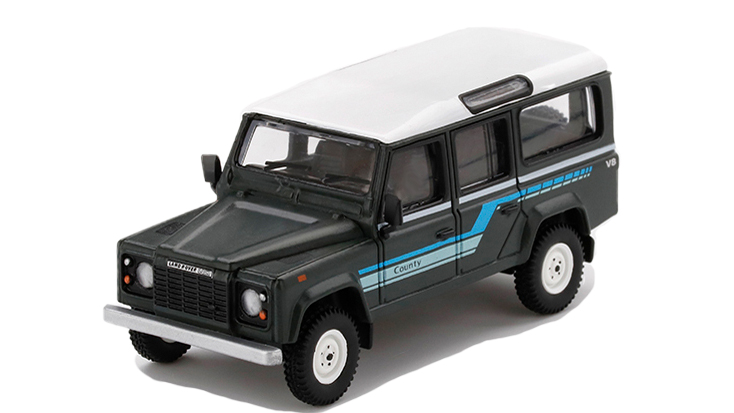 MINI GT 1/64 ランドローバー ディフェンダー 110 1985 カウンティステーションワゴン グレー(右ハンドル)