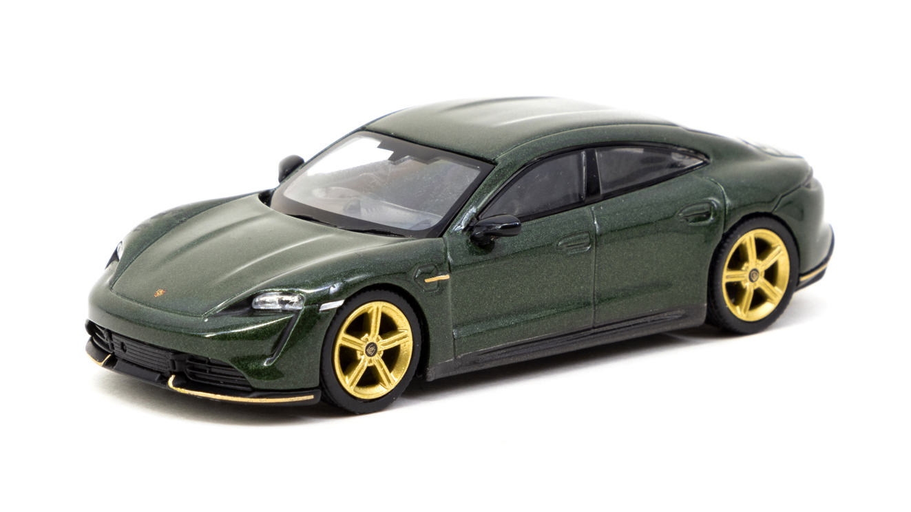 MINI GT 1/64 ポルシェ タイカン ターボ S ミッドナイトグリーン Tarmac Works Shmee 150(右ハンドル)
