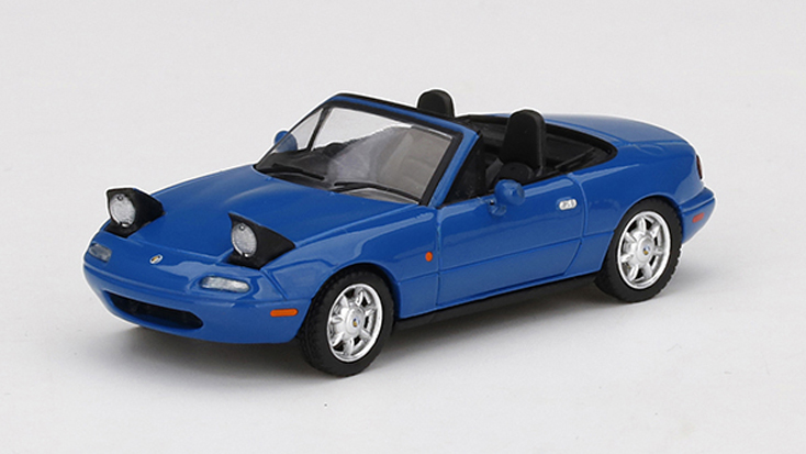 MINI GT 1/64 ユーノス・ロードスター マリナーブルー ヘッドライトアップ(右ハンドル)