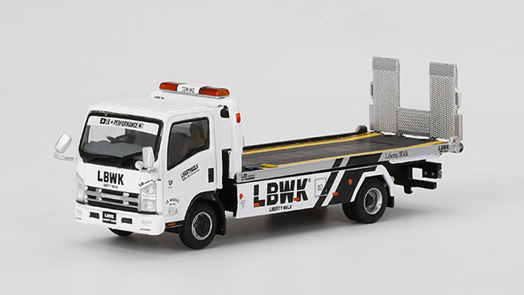 MINI GT 1/64 Isuzu Nシリーズ(ELF) 車両積載車 LBWK ホワイト(右ハンドル)