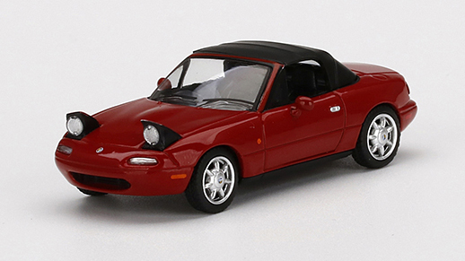 MINI GT 1/64 ユーノス・ロードスター クラシックレッド ヘッドライトアップ/ソフトトップ（右ハンドル)