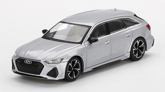 MINI GT 1/64 アウディ RS 6 アバント カーボンブラックエディション フロレットシルバー(右ハンドル)