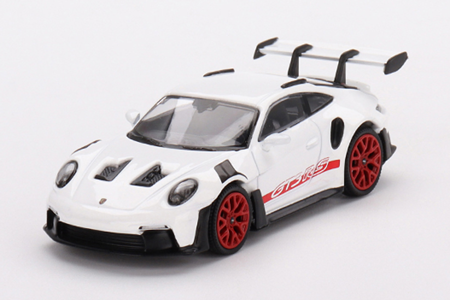 MINI GT 1/64 ポルシェ 911(992) GT3 ホワイト・パイロレッド アクセントパッケージ(左ハンドル)