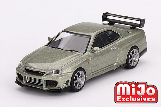 MINI GT 1/64 Nissan スカイライン GT-R R34 トミーカイラ R-z ミレニアムジェイド(右ハンドル)