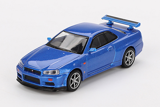 MINI GT 1/64 Nissan スカイライン GT-R R34 Vスペック ベイサイドブルー(右ハンドル)