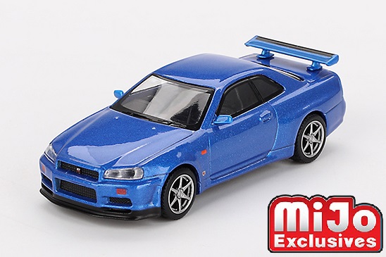 MINI GT 1/64 Nissan スカイライン GT-R R34 Vスペック ベイサイドブルー(右ハンドル)