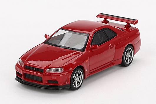 MINI GT 1/64 Nissan スカイライン GT-R R34 Vスペック アクティブレッド(右ハンドル)