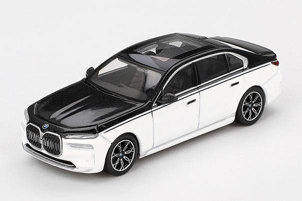 MINI GT 1/64 BMW i7 xDrive60 アルピンホワイト/ブラックサファイア(右ハンドル)