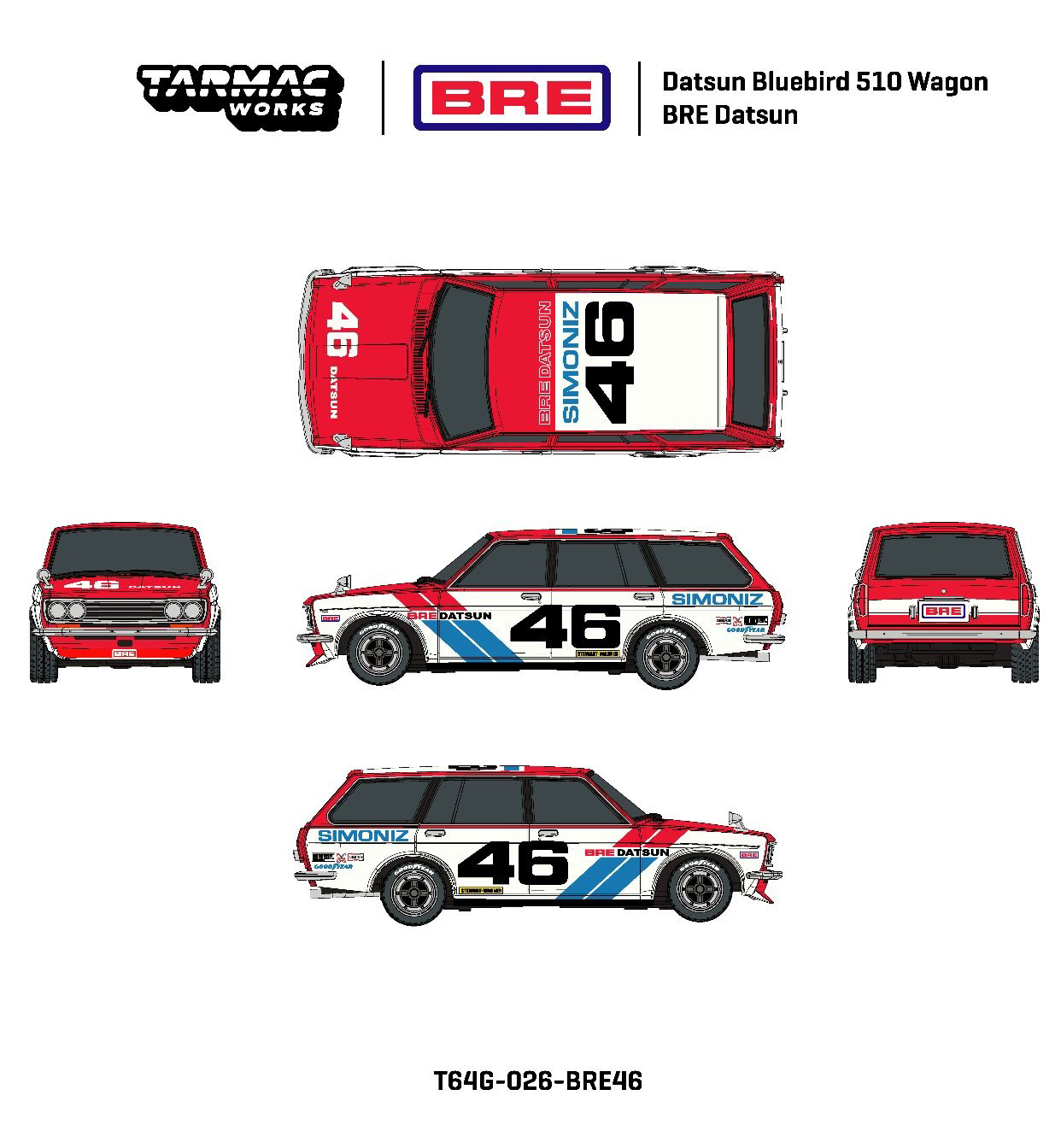 Top Speed 1/64 ダットサン ブルーバード510 ワゴン BRE カラー #46(インドネシア限定)