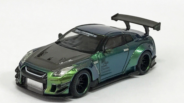 MINI GT 1/64 LB★WORKS Nissan GT-R R35 タイプ2 リアウイング バージョン 3 マジックグリーン Tarmac Works限定(左ハンドル)
