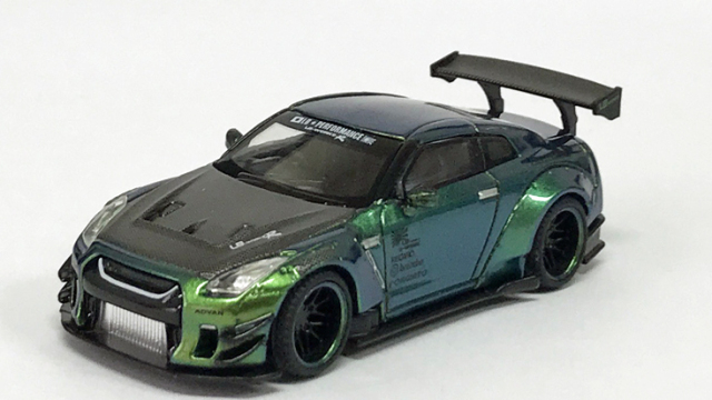 MINI GT 1/64 LB★WORKS Nissan GT-R R35 タイプ2 リアウイング バージョン 3 マジックグリーン Tarmac Works限定(右ハンドル)