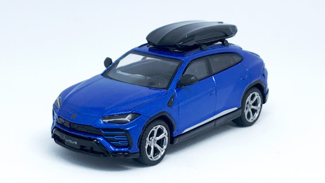 MINI GT 1/64 ランボルギーニ ウルス Blu Eleos(ブルー) w/ルーフボックス(左ハンドル)