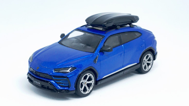MINI GT 1/64 ランボルギーニ ウルス Blu Eleos(ブルー) w/ルーフボックス(右ハンドル)