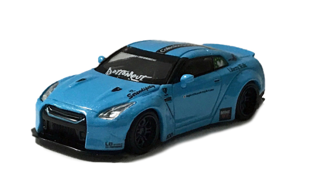 MINI GT 1/64 LB★WORKS Nissan GT-R R35 タイプ1 リアウイング バージョン 2 ライトブルー Collection Garageスペシャル(右ハンドル)