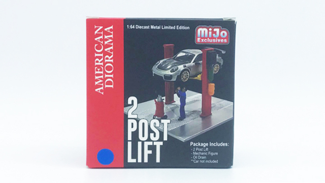American Diorama 1/64 フィギュア リフト/オイルドレン/メカニックセット ブルー Mijo限定