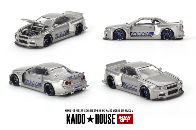 MINI GT 1/64 Nissan スカイライン GT-R R34 Kaido Works SHINJUKU V1(右ハンドル)