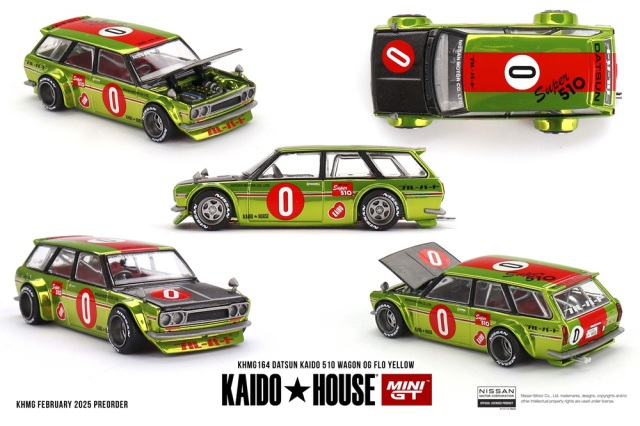 MINI GT 1/64 ダットサン 510 ワゴン OG Flo Yellow(右ハンドル)