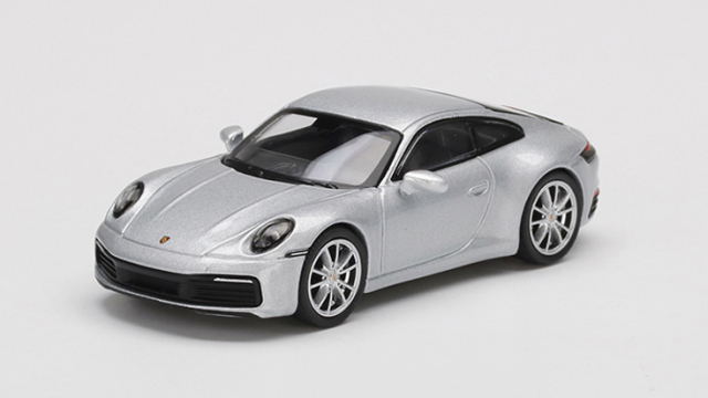 MINI GT 1/64 ポルシェ 911(992) カレラ 4S GTシルバーメタリック(左