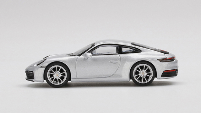 MINI GT 1/64 ポルシェ 911(992) カレラ 4S GTシルバーメタリック(左