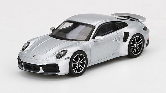 ポルシェ 911ターボ ドライバーズマニュアル MINI GT 1/64 ポルシェ 911 ターボ S GT シルバーメタリック(右
