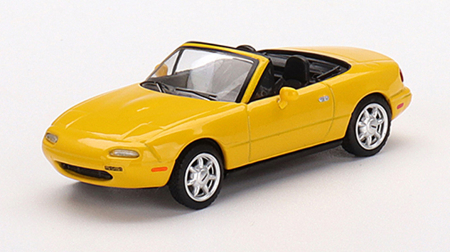 MINI GT 1/64 マツダ ミアータ MX-5 (NA) サンバーストイエロー(左ハンドル)