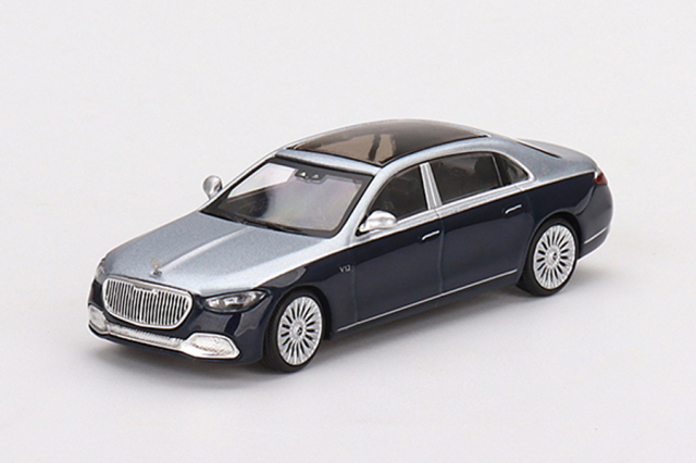 MINI GT 1/64 メルセデス マイバッハ S680 シーラスシルバー/ノーティカルブルーメタリック(右ハンドル)