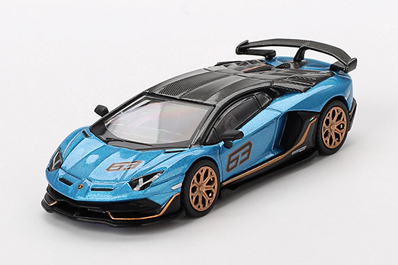 MINI GT 1/64 ランボルギーニ アヴェンタドール SVJ 63 ブルーエーギル(右ハンドル)