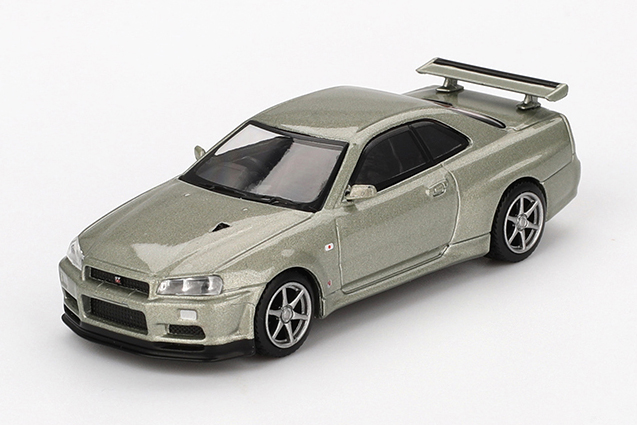 MINI GT 1/64 Nissan スカイライン GT-R R34 VスペックII  Nur ミレニアムジェイド(右ハンドル)