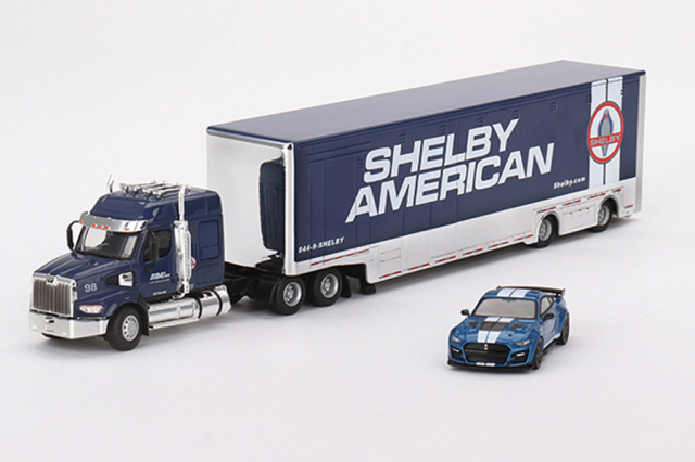 MINI GT 1/64 シェルビー トランスポーターセット ウェスタン スター 49X レーシングトランスポーター(左ハンドル)/シェルビー GT500 SE ワイドボディフォード パフォーマンス ブルー(左ハンドル)