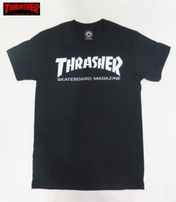 【THRASHER/スラッシャー】 Tシャツ/SKATE MAG　ブラック/Sサイズ (ロゴ/WHT)