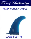 FU FIN【FINS UNLIMTED】　KEVIN CONNELY（ケヴィンコネリー）　MAGIC FEET　7.0インチ　ブルー/ティント　ロングボートセンターフィン